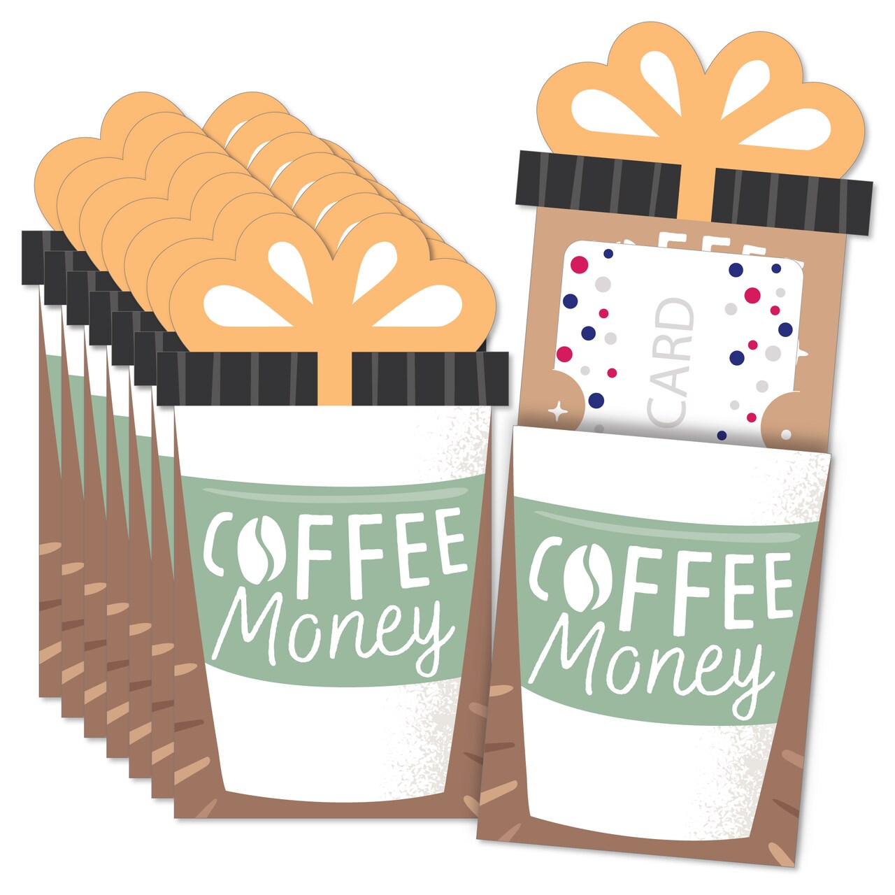 Big Dot of Happiness But First, Coffee - Cafe Themed Party Money and Gift Card Sleeves - Nifty Gifty Card Holders - Set of 8